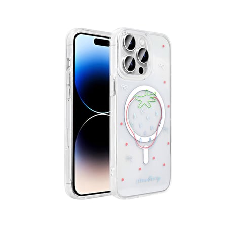 Gpack Apple iPhone 14 Pro Max uyumlu Kılıf Folk M-Safe Şarj Özellikli Şeffaf Desenli