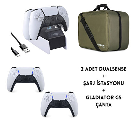 Playstation 5 Dijital Slim + 2 Dualsense + Yeşil Playstation Çantası + Şarj İstasyonu