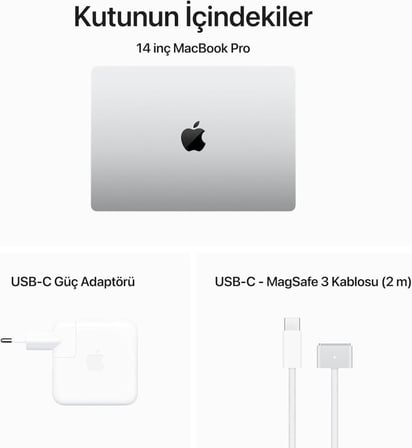 MacBook Pro M3 Max 36 GB 1 TB SSD 14" MRX83TU/A Gümüş Outlet (Açıklamayı Okuyunuz)