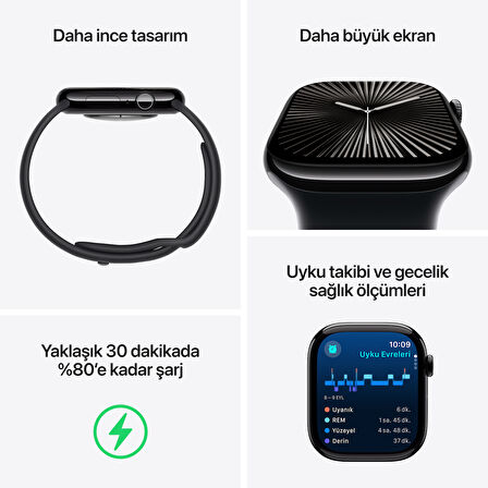 Apple Watch Series 10 GPS 42 mm Simsiyah Alüminyum Kasa ve Mürekkep Moru Spor Loop (MWWG3TU/A)