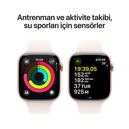 Apple Watch Series 10 GPS + Cellular 42 mm Roze Altın Rengi Alüminyum Kasa ve Bulut Pembesi Spor Kordon - S/M (MWX93TU/A)