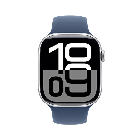 Apple Watch Series 10 GPS + Cellular 46 mm Gümüş Rengi Alüminyum Kasa ve Bulut Mavisi Spor Loop (MWY23TU/A)