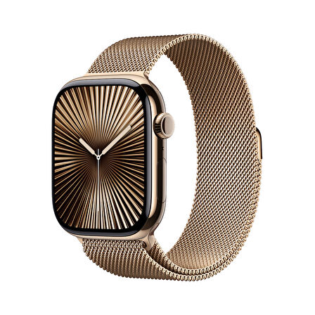 Apple Watch Series 10 GPS + Cellular 42 mm Altın Rengi Titanyum Kasa ve Altın Rengi Milano Loop (MX083TU/A)