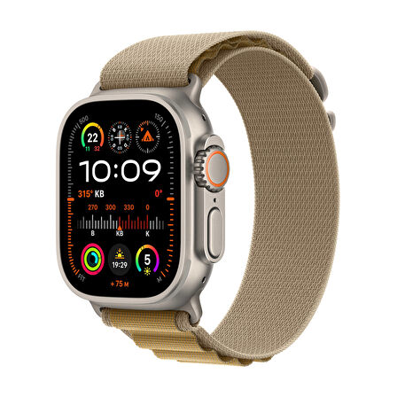 Apple Watch Ultra 2 GPS + Cellular 49 mm Natürel Titanyum Kasa ve Uçuk Kahve Alpine Loop - Orta Boy (MX4F3TU/A)