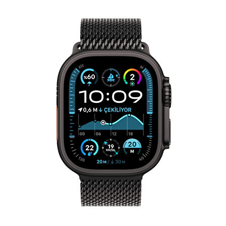 Apple Watch Ultra 2 GPS + Cellular 49 mm Siyah Titanyum Kasa ve Siyah Titanyum Milano Loop - Büyük Boy (MX5V3TU/A)
