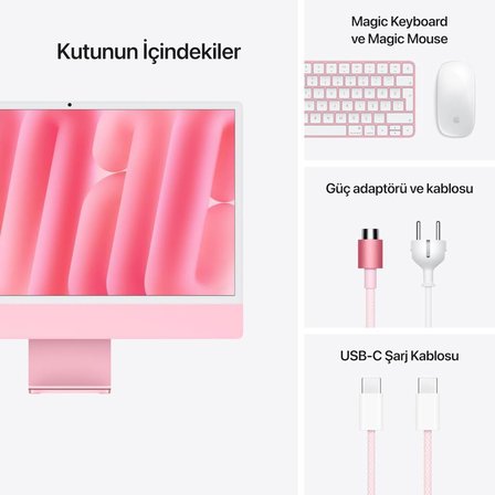iMac M4 Pembe MWV43TU/A 16 GB 256 GB SSD 10C GPU 24" 4.5K All in One PC Outlet (Açıklamayı Okuyunuz)