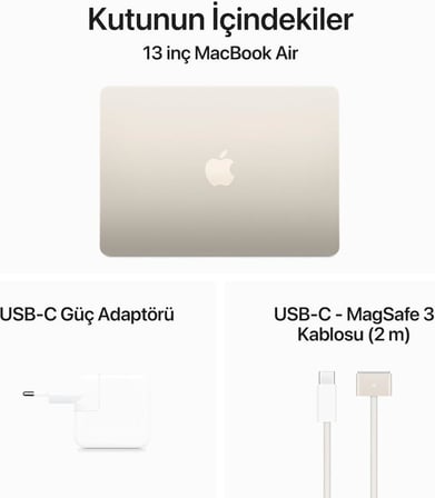 MacBook Air M3 16 GB 512 GB SSD 13.6" MXCU3TU/A Yıldız Işığı Outlet