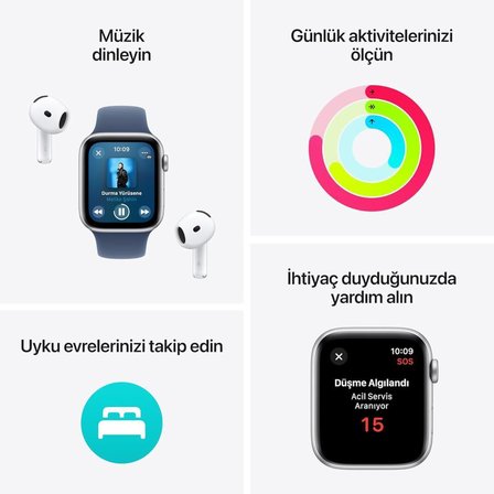 Apple Watch SE 2 GPS 40mm Gece Yarısı Alüminyum Kasa ve Spor Kordon Akıllı Saat Outlet (Açıklamayı Okuyunuz)