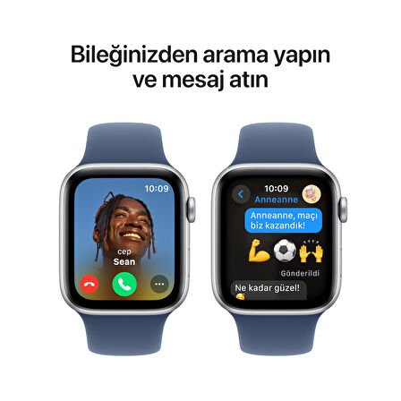 Apple Watch SE GPS 44 mm Gümüş Rengi Alüminyum Kasa ve Kot Rengi Spor Kordon - S/M (MXEQ3TU/A)