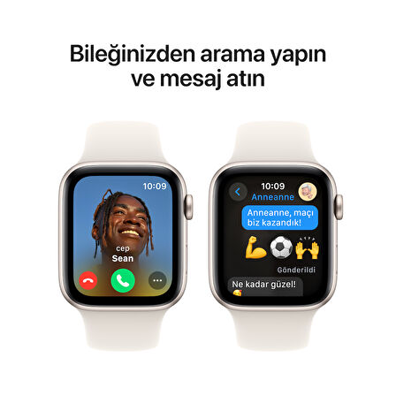 Apple Watch SE GPS 44 mm Yıldız Işığı Alüminyum Kasa ve Yıldız Işığı Spor Kordon - S/M (MXEU3TU/A)