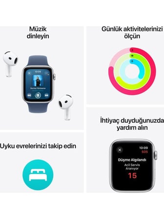 Apple Watch SE 2 2023 GPS 44mm Yıldız Işığı Alüminyum Kasa ve Göl Yeşili Spor Loop Kordon Akıllı Saat - Teşhir