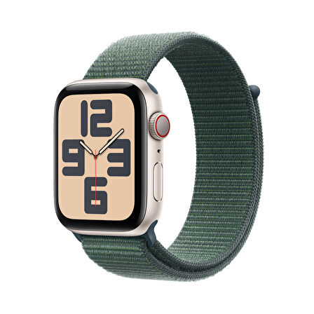 Apple Watch SE GPS + Cellular 40 mm Yıldız Işığı Alüminyum Kasa ve Göl Yeşili Spor Loop (MXGH3TU/A)