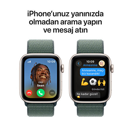 Apple Watch SE GPS + Cellular 40 mm Yıldız Işığı Alüminyum Kasa ve Göl Yeşili Spor Loop (MXGH3TU/A)