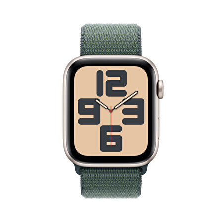 Apple Watch SE GPS + Cellular 44 mm Yıldız Işığı Alüminyum Kasa ve Göl Yeşili Spor Loop (MXGV3TU/A)
