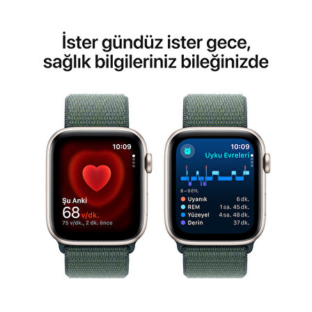 Apple Watch SE GPS + Cellular 44 mm Yıldız Işığı Alüminyum Kasa ve Göl Yeşili Spor Loop (MXGV3TU/A)