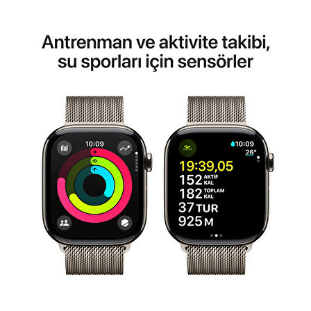 Apple Watch Series 10 GPS + Cellular 46 mm Natürel Titanyum Kasa ve Natürel Milano Loop - S/M (MC7Q4TU/A)