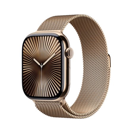 Apple Watch Series 10 GPS + Cellular 46 mm Altın Rengi Titanyum Kasa ve Altın Rengi Milano Loop - S/M (MC7T4TU/A)