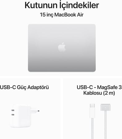 MacBook Air M3 16 GB 256 GB SSD 15.3" MC9E4TU/A Gümüş Outlet