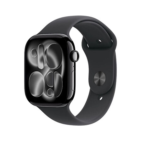 Apple Watch Series 11 GPS 46mm Jet Black Aluminium Case with Black Sport Band - S/M