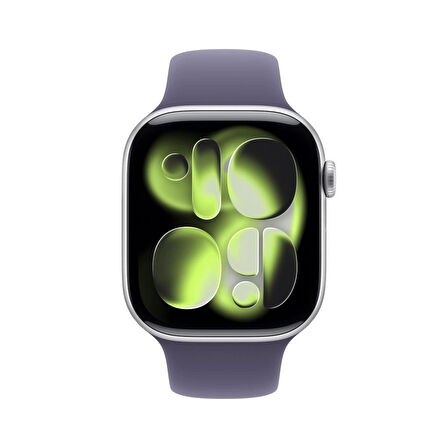 Apple Watch Series 11 GPS 46mm Silver Aluminium Case with Purple Fog Sport Band - M/L
