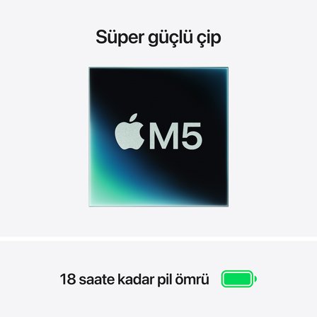 MacBook Air 13 inç - Apple M5 Çip 10 CPU ve 10 GPU 16GB Bellek 1TB SSD (MDH84TU/A) - Gümüş