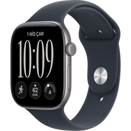 Apple Watch Series 12 Gps, 42 mm Siyah Alüminyum Kasa ve Siyah Spor Kordon - S/m