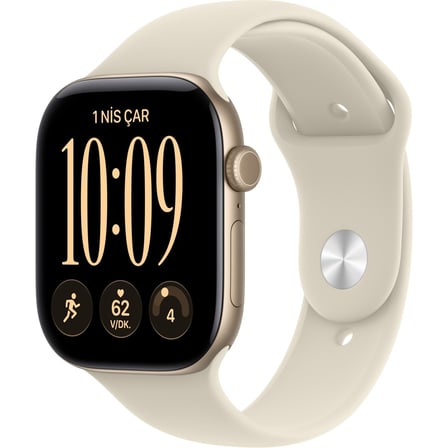 Apple Watch Series 12 Gps, 42 mm Uçuk Altın Rengi Alüminyum Kasa ve Kum Beji Spor Kordon - M/l