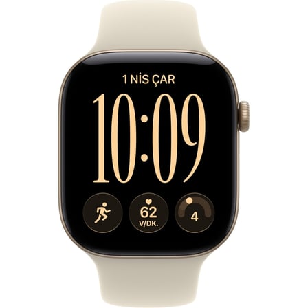 Apple Watch Series 12 Gps, 42 mm Uçuk Altın Rengi Alüminyum Kasa ve Kum Beji Spor Kordon - M/l