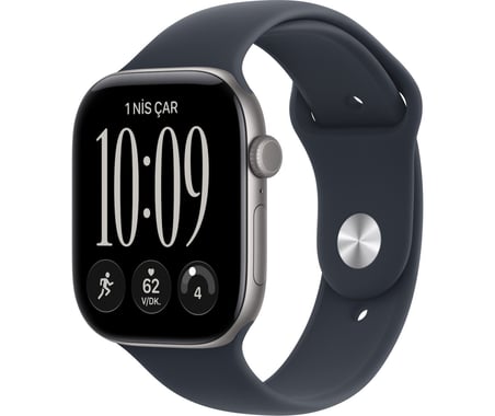 Apple Watch Seri 12 46 mm Uzay Grisi Alüminyum Kasa ve Lacivert Spor Kordon - M/l