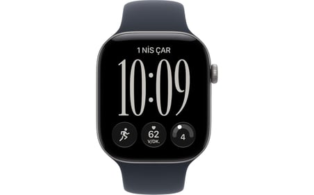Apple Watch Seri 12 46 mm Uzay Grisi Alüminyum Kasa ve Lacivert Spor Kordon - M/l