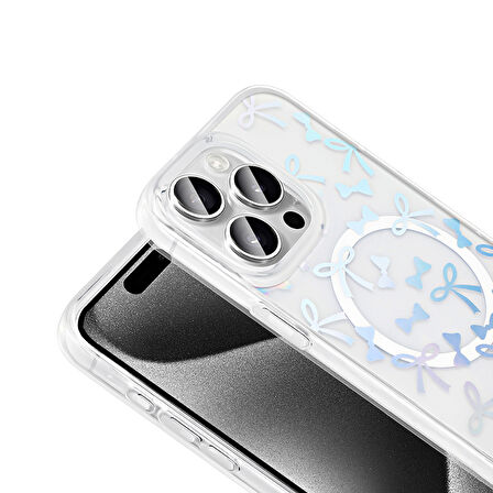 Gpack Apple iPhone 15 Pro uyumlu Kılıf Folk M-Safe Şarj Özellikli Şeffaf Desenli