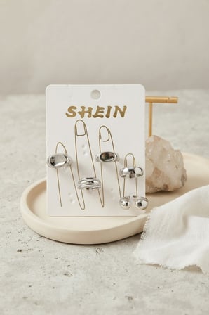 Gümüş Renk Pirinç Bohem Yüzük Kombini BYK4267