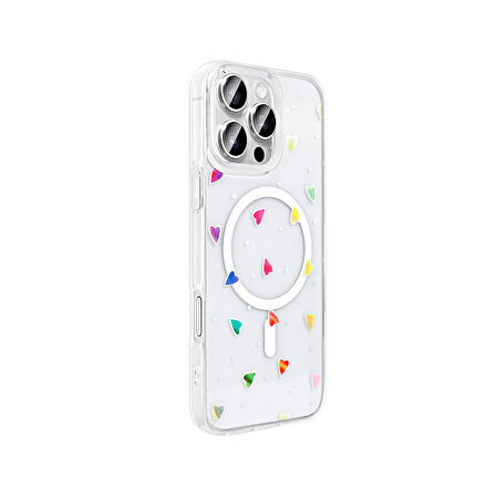 Gpack iPhone 16 Pro Max uyumlu Kılıf Folk M-Safe Şarj Özellikli Şeffaf Desenli