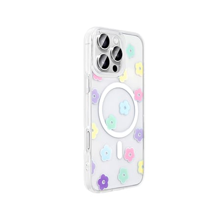 Gpack iPhone 16 Pro Max uyumlu Kılıf Folk M-Safe Şarj Özellikli Şeffaf Desenli