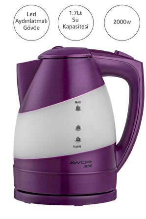 Awox Orbit Gizli Rezistanslı Kettle Mürdüm