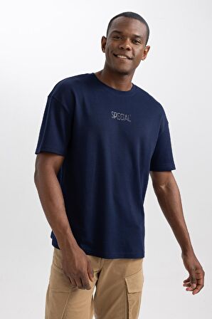 DeFacto Comfort Regular Fit Rahat Kalıp Bisiklet Yaka Baskılı Kısa Kollu Ağır Kumaş Tişört A6394AX23AUNV251