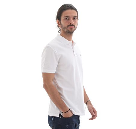 B0A26N41001-R Timberland Basic Polo Erkek T-Shirt Beyaz