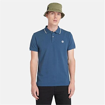 Timberland Printed Neck Short Sleeve Polo Dark Denım Erkek T-Shirt