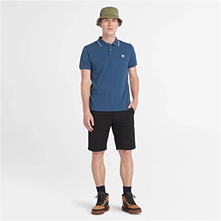 Timberland Printed Neck Short Sleeve Polo Dark Denım Erkek T-Shirt