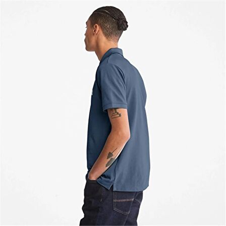 Timberland Printed Neck Short Sleeve Polo Dark Denım Erkek T-Shirt