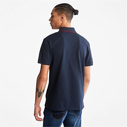 Timberland Printed Neck Short Sleeve Polo Dark Sapphıre Erkek T-Shirt