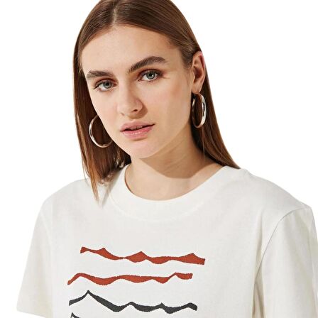 Vans Textured Waves Ss Boxy Tee Krem T-Shirt