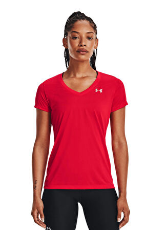 Under Armour Kırmızı Kadın Düz T-Shirt 1255839 Tech SSV - Solid