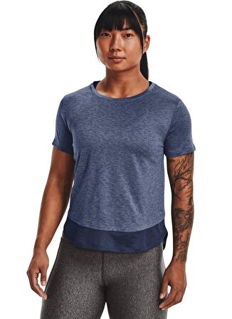 Under Armour Yuvarlak Yaka Düz Mor - Beyaz Kadın T-Shirt 1366129 UA Tech Vent SS