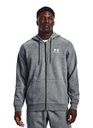 Under Armour Gri Erkek Kapüşonlu Sweatshirt 881-012 UA Essential Fleece FZ Hood