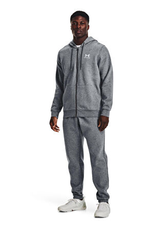 Under Armour Gri Erkek Kapüşonlu Sweatshirt 881-012 UA Essential Fleece FZ Hood