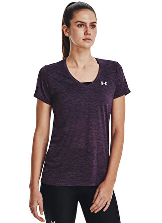 Under Armour Yuvarlak Yaka Düz Mor Kadın T-Shirt 1258568-544 Tech SSV - Twist