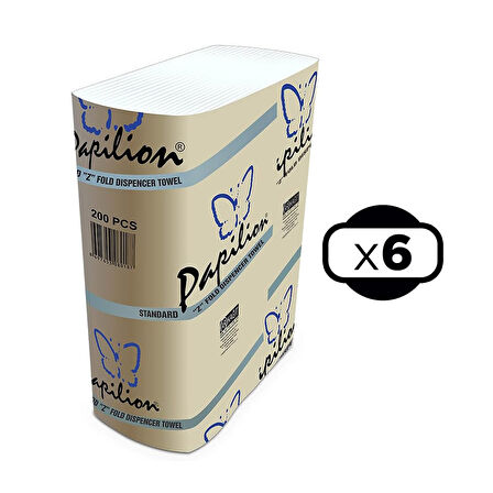 Papilion Z Katlı Standart Dispenser Havlu 200 Yaprak x 6 Adet