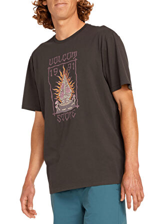 Volcom Siyah Erkek T-Shirt A5012300_Volcom Fty Caged Stone Rib