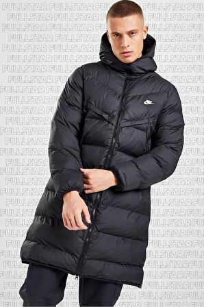 Nike Storm Fit Primaloft Filled Full Zip Black Parka Erkek Uzun Mont Parka Siyah